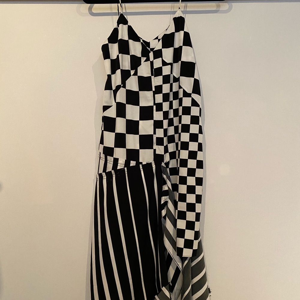 ASOS checker asymmetrical slip dress 0